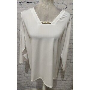 Susan Graver QVC Top Womens Solid White Long Sleeve Size Large